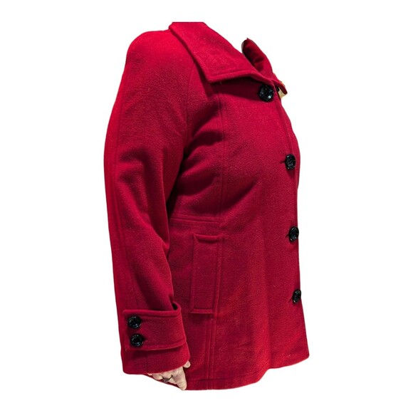Vintage Red Lined Wool Blend Pea Coat Women's, Mackintosh New England, Size XL - Picture 4 of 13